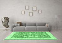 Machine Washable Oriental Emerald Green Traditional Rug, wshabs3462emgrn