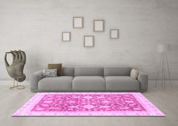 Machine Washable Oriental Purple Traditional Area Rugs in a Living Room, wshabs3462pur