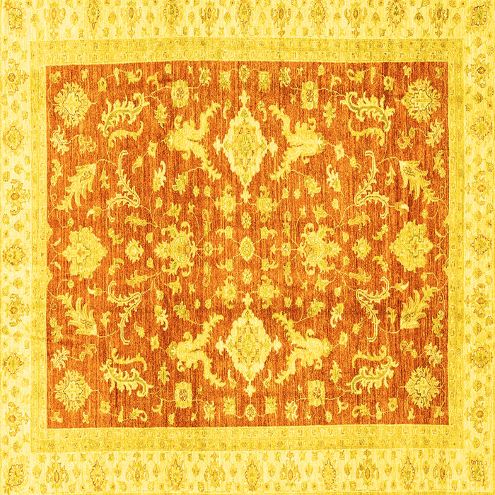Square Machine Washable Oriental Yellow Traditional Rug, wshabs3462yw
