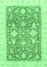 Machine Washable Oriental Emerald Green Traditional Area Rugs, wshabs3462emgrn