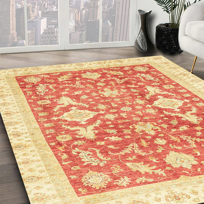 Machine Washable Abstract Bright Orange Rug in a Family Room, wshabs3462