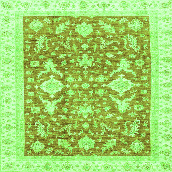 Square Machine Washable Oriental Green Traditional Area Rugs, wshabs3462grn