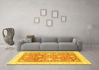 Machine Washable Oriental Yellow Traditional Rug, wshabs3462yw