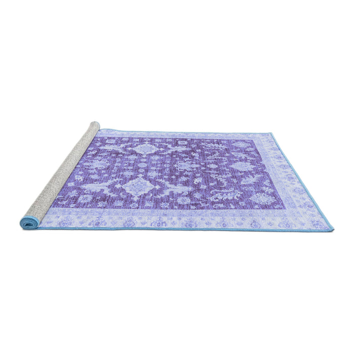 Sideview of Machine Washable Oriental Blue Traditional Rug, wshabs3462blu