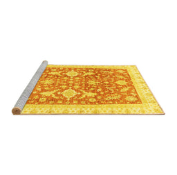 Sideview of Machine Washable Oriental Yellow Traditional Rug, wshabs3462yw