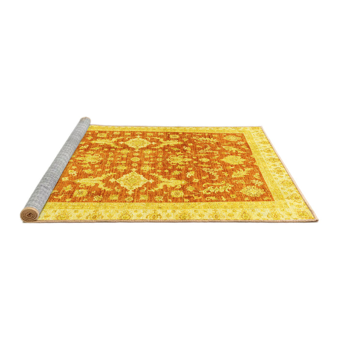 Sideview of Machine Washable Oriental Yellow Traditional Rug, wshabs3462yw