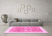 Machine Washable Oriental Pink Traditional Rug in a Living Room, wshabs3462pnk