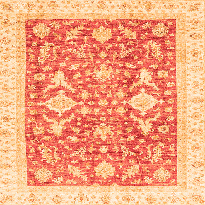 Square Machine Washable Oriental Orange Traditional Area Rugs, wshabs3462org