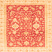 Square Machine Washable Oriental Orange Traditional Area Rugs, wshabs3462org