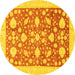 Round Oriental Yellow Traditional Rug, abs3463yw