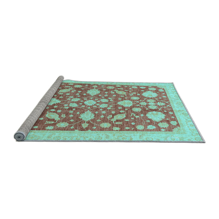 Sideview of Machine Washable Oriental Light Blue Traditional Rug, wshabs3463lblu