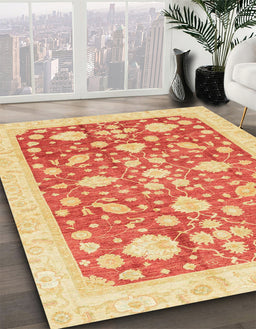 Machine Washable Abstract Orange Red Rug in a Family Room, wshabs3463