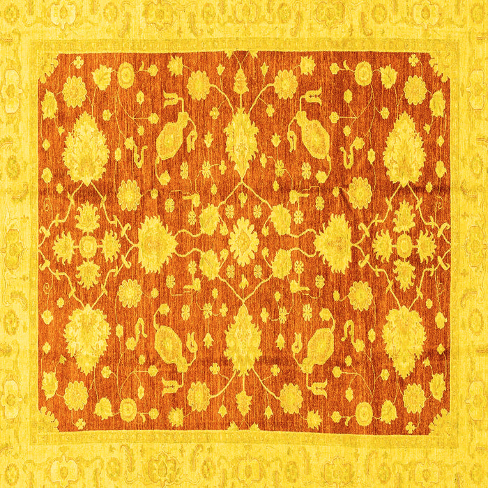 Square Machine Washable Oriental Yellow Traditional Rug, wshabs3463yw