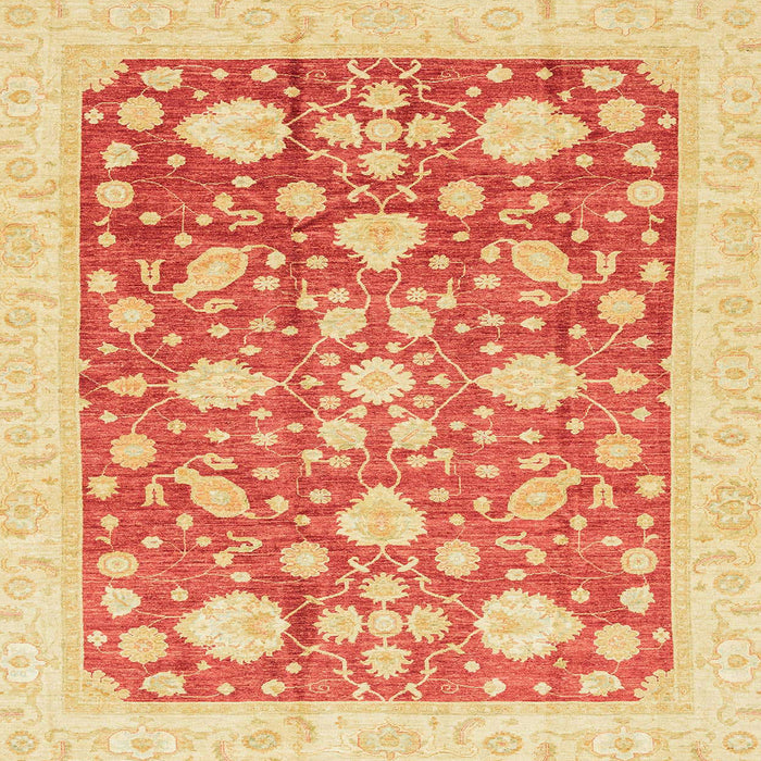Square Abstract Orange Red Oriental Rug, abs3463