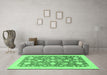 Machine Washable Oriental Emerald Green Traditional Area Rugs in a Living Room,, wshabs3463emgrn