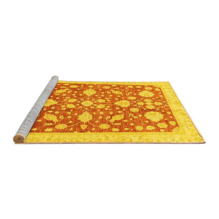 Sideview of Machine Washable Oriental Yellow Traditional Rug, wshabs3463yw