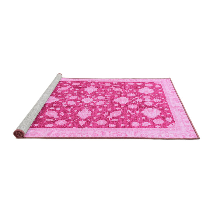 Sideview of Machine Washable Oriental Pink Traditional Rug, wshabs3463pnk