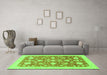 Machine Washable Oriental Green Traditional Area Rugs in a Living Room,, wshabs3463grn