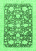 Machine Washable Oriental Emerald Green Traditional Area Rugs, wshabs3463emgrn