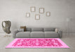 Machine Washable Oriental Pink Traditional Rug in a Living Room, wshabs3463pnk