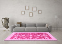 Machine Washable Oriental Pink Traditional Rug, wshabs3463pnk