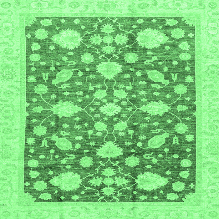 Square Machine Washable Oriental Emerald Green Traditional Area Rugs, wshabs3463emgrn