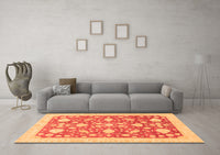 Machine Washable Oriental Orange Traditional Rug, wshabs3463org