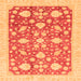 Square Machine Washable Oriental Orange Traditional Area Rugs, wshabs3463org