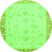 Round Abstract Green Modern Rug, abs3464grn