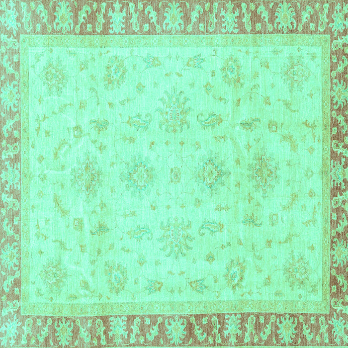 Square Machine Washable Abstract Turquoise Modern Area Rugs, wshabs3464turq