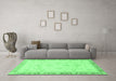 Machine Washable Abstract Emerald Green Modern Area Rugs in a Living Room,, wshabs3464emgrn