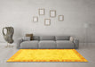 Machine Washable Abstract Yellow Modern Rug in a Living Room, wshabs3464yw