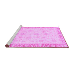 Sideview of Machine Washable Abstract Purple Modern Area Rugs, wshabs3464pur