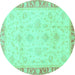 Round Machine Washable Abstract Turquoise Modern Area Rugs, wshabs3464turq