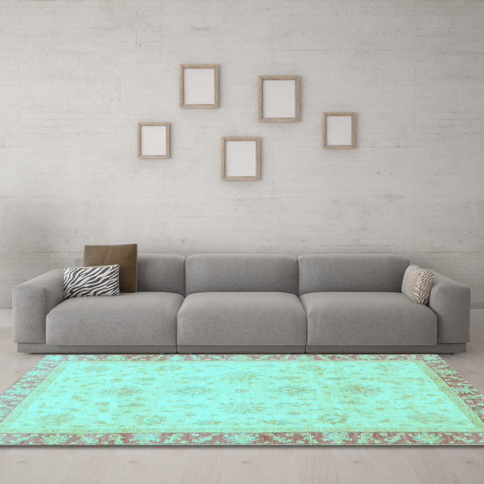 Machine Washable Abstract Light Blue Modern Rug in a Living Room, wshabs3464lblu