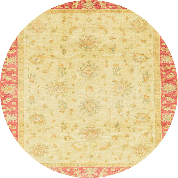Round Machine Washable Abstract Orange Rug, wshabs3464