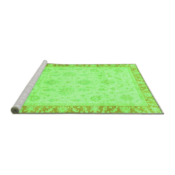 Sideview of Machine Washable Abstract Green Modern Area Rugs, wshabs3464grn