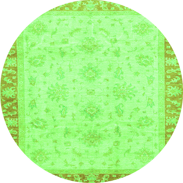 Round Machine Washable Abstract Green Modern Area Rugs, wshabs3464grn