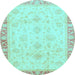 Round Abstract Light Blue Modern Rug, abs3464lblu