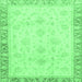 Square Machine Washable Abstract Emerald Green Modern Area Rugs, wshabs3464emgrn