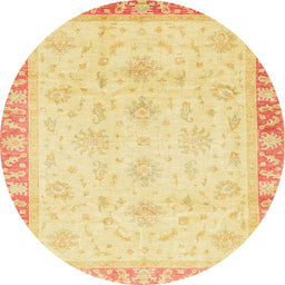 Round Abstract Orange Modern Rug, abs3464