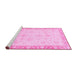 Sideview of Machine Washable Abstract Pink Modern Rug, wshabs3464pnk