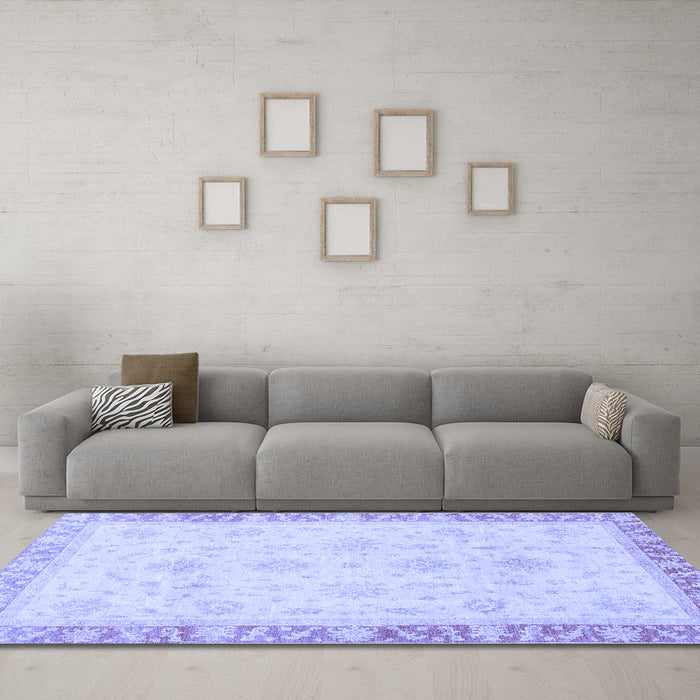 Machine Washable Abstract Blue Modern Rug in a Living Room, wshabs3464blu