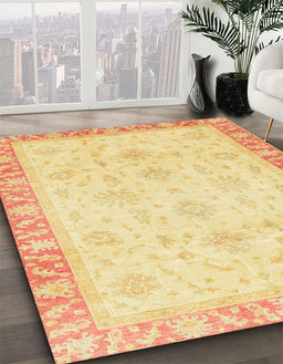 Machine Washable Abstract Orange Rug in a Family Room, wshabs3464