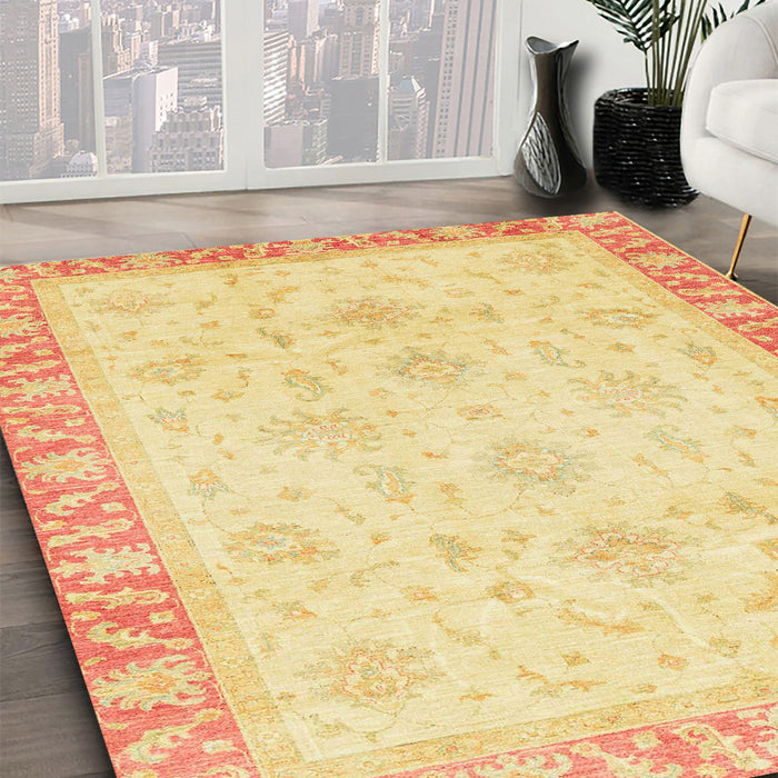 Machine Washable Abstract Orange Rug in a Family Room, wshabs3464