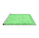 Sideview of Machine Washable Abstract Emerald Green Modern Area Rugs, wshabs3464emgrn