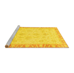 Sideview of Machine Washable Abstract Yellow Modern Rug, wshabs3464yw