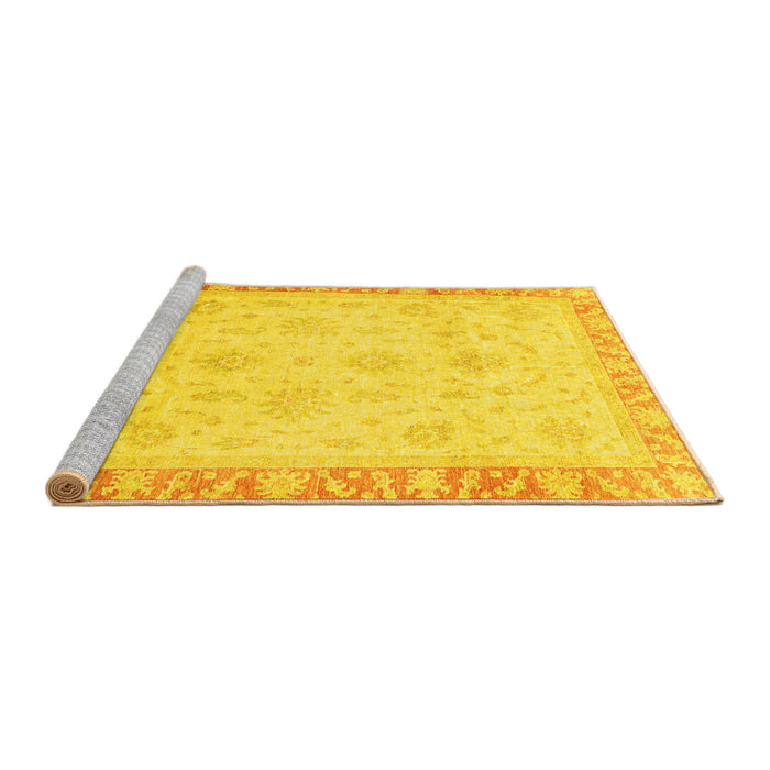 Sideview of Machine Washable Abstract Yellow Modern Rug, wshabs3464yw