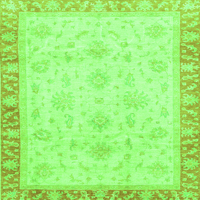 Square Machine Washable Abstract Green Modern Area Rugs, wshabs3464grn