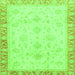 Square Machine Washable Abstract Green Modern Area Rugs, wshabs3464grn